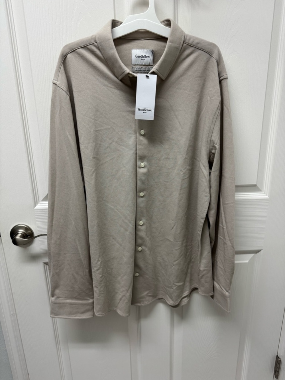 Goodfellow & Co Beige Knit Button-Up Polo Shirt New Mens Size Large